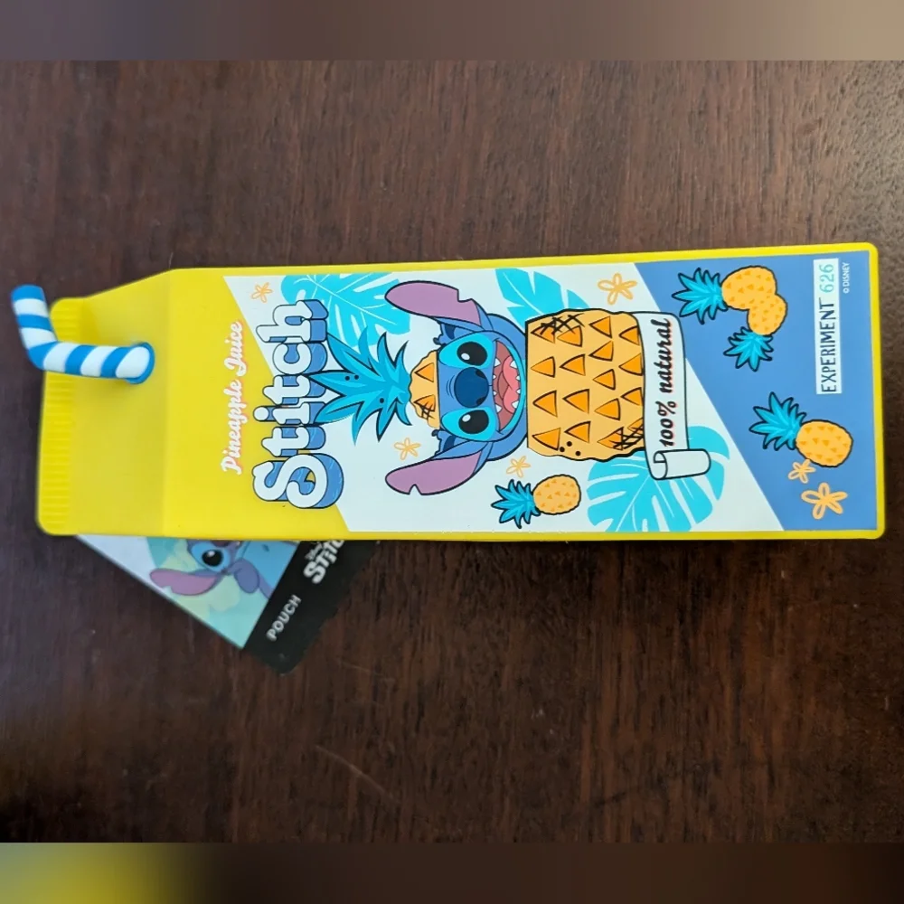 NWT Filled Yellow Juice box Stitch Pencil Case